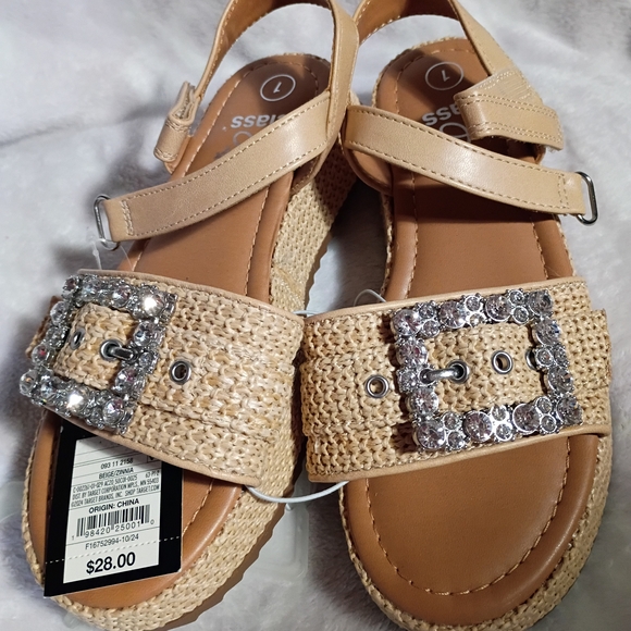 Art Class Tan Sandals with Bling Silver Buckles - Picture 5 of 5